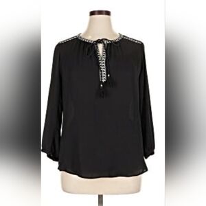 DR2 Black Blouse with Tassel Accents